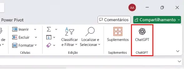ChatGPT no Excel aberto