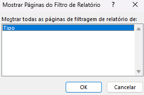 Mostrar Páginas do Filtro de Relatórios