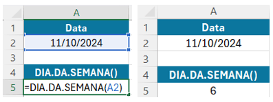 Função DIA.DA.SEMANA – Identificando o Dia da Semana