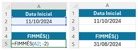 Função FIMMÊS para mêses passados