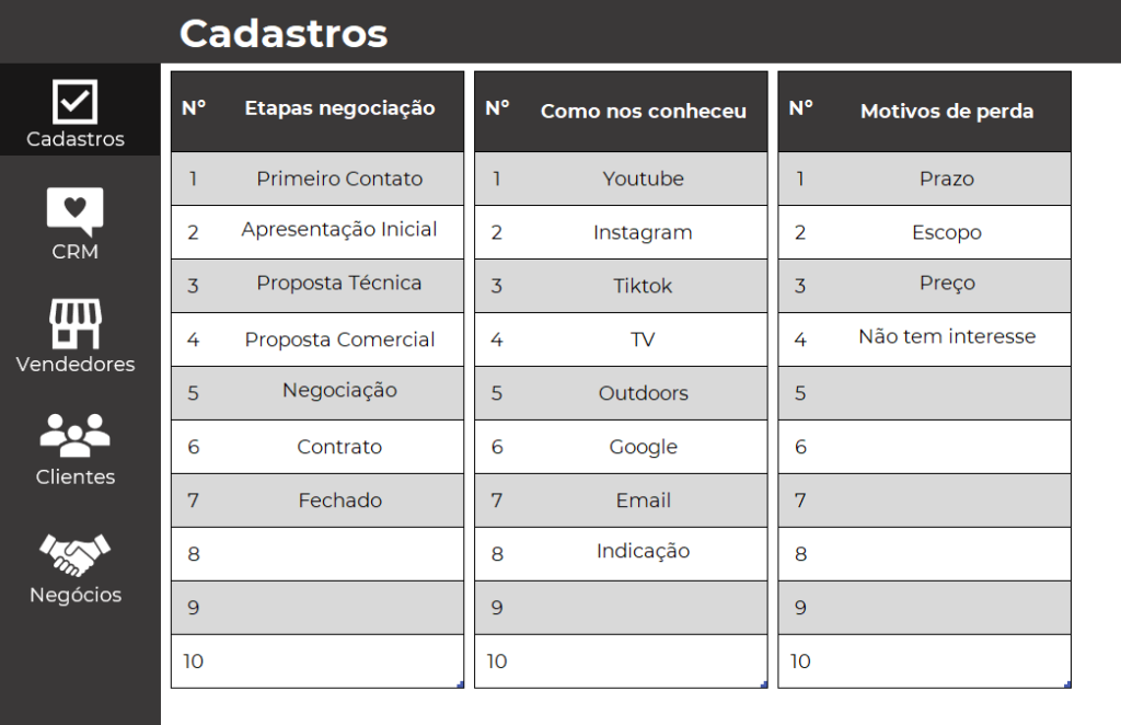 Planilha de Prospecção de Clientes