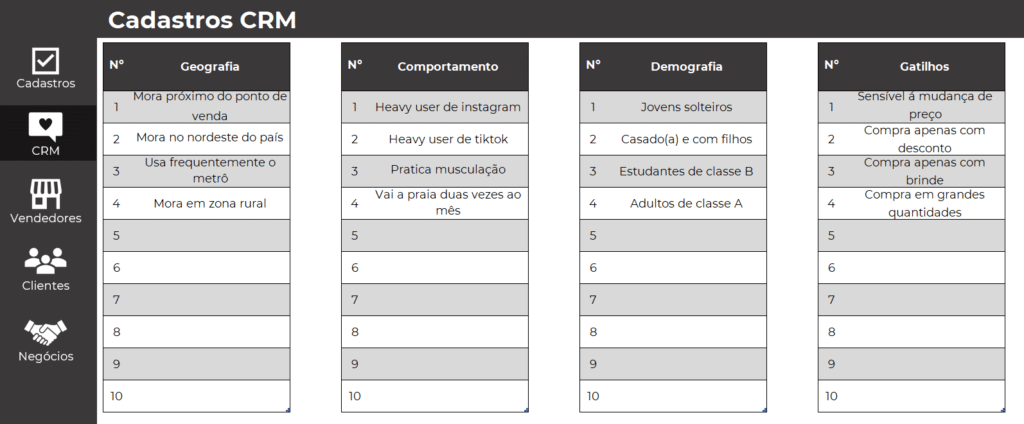 Planilha de Prospecção de Clientes