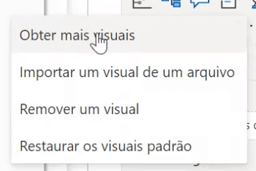 Opção para obter mais visuais no Power BI