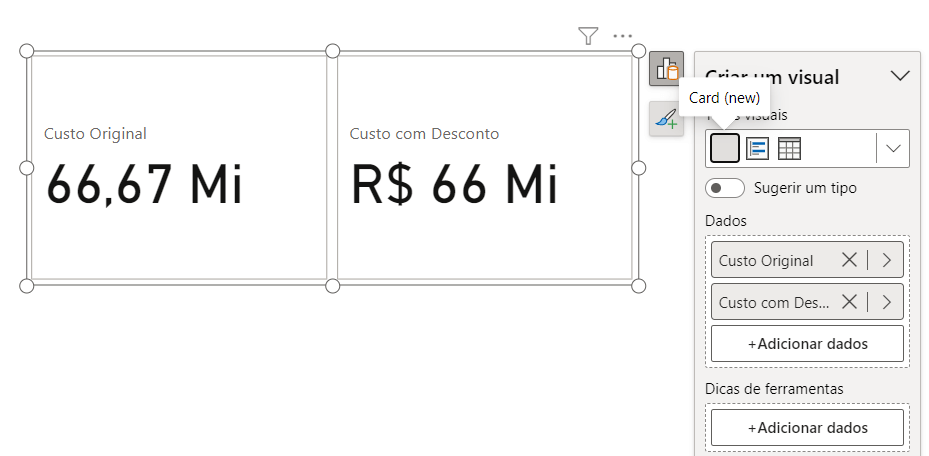 Cartão Inédito do Power BI