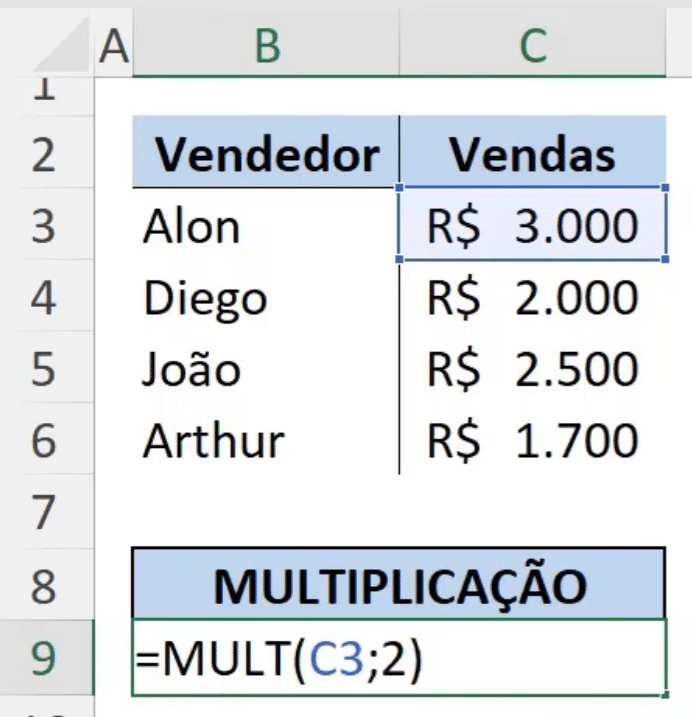 FĂłrmulas bĂĄsicas do Excel