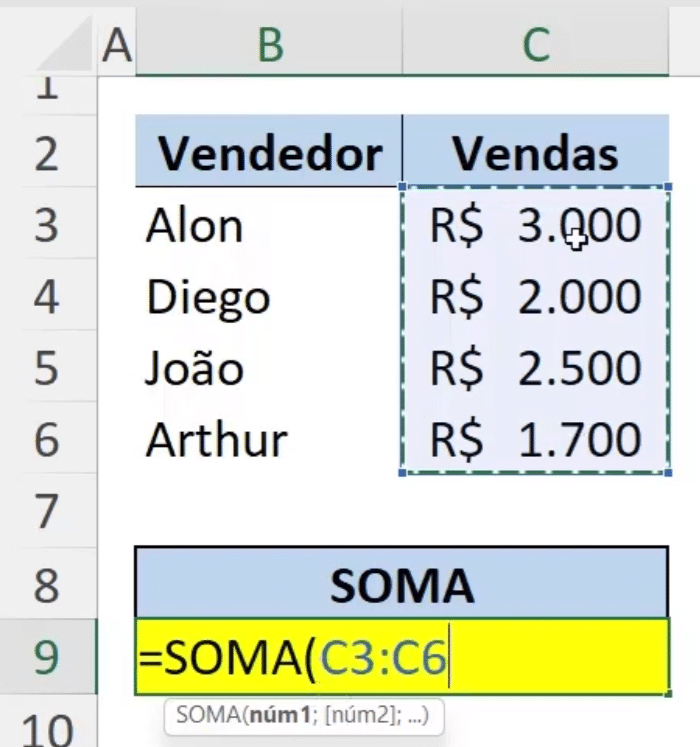 Fórmulas básicas do Excel