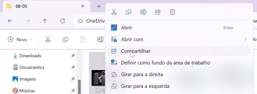 Opção compartilhar