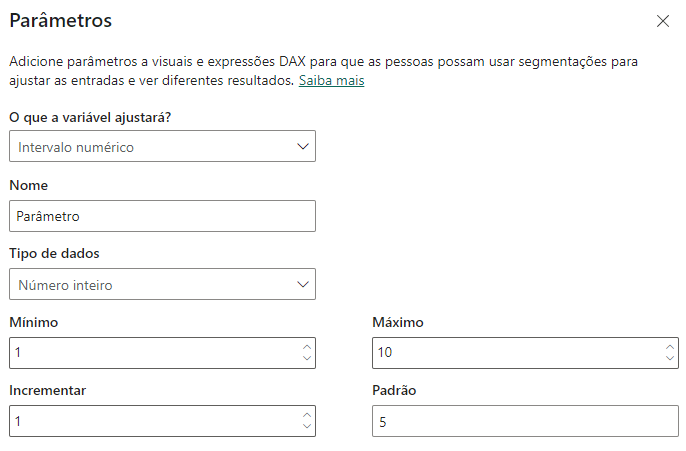Definindo os parâmetros
