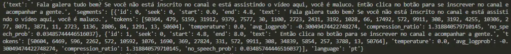Resposta completa do código