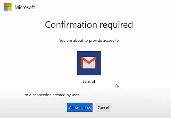 Confirmando o acesso ao Gmail