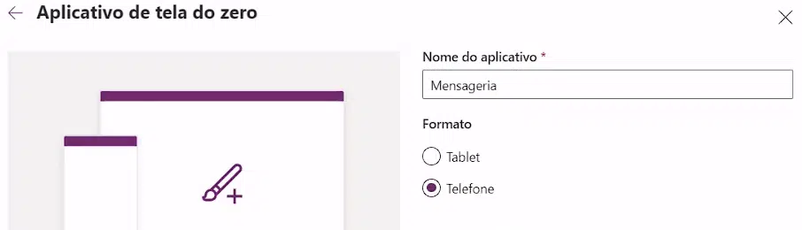 Definindo o tipo do aplicativo e nomeando