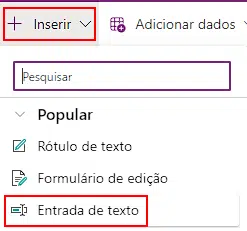 Adicionando as caixas de entrada de texto