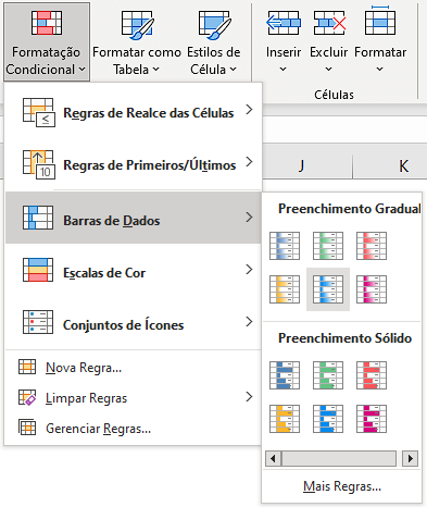 Definindo Formatação Condicional – Barra de Dados