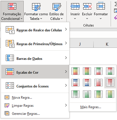 Definindo Formatação Condicional – Escala de Cor