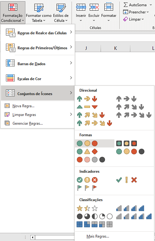 Definindo Formatação Condicional – Conjuntos de Ícones