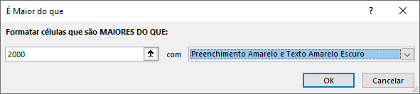 Definindo a regra para Regras de Realce das Células – É maior do que