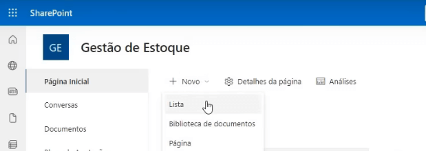 App de Controle de Estoque Power Apps – Começando do Zero! 9 Criar lista