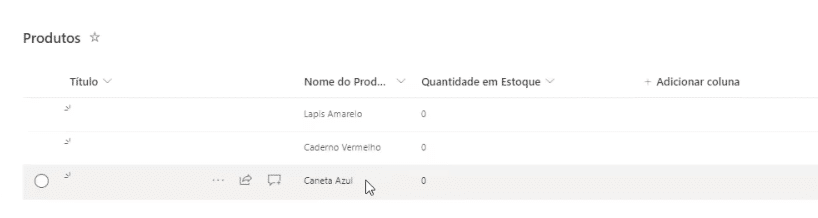 App de Controle de Estoque Power Apps – Começando do Zero! 18 Lista preenchida