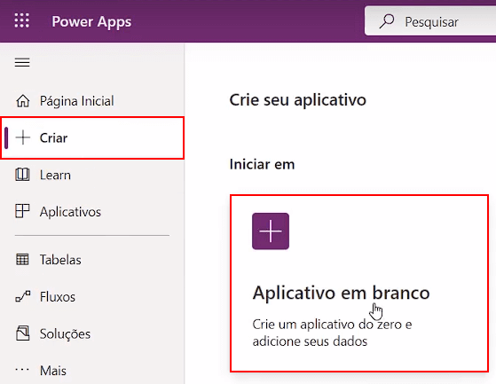 App de Controle de Estoque Power Apps – Começando do Zero! 1 Aplicativo em Branco