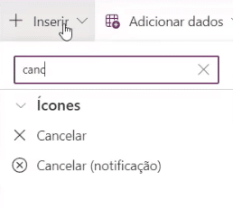 App de Controle de Estoque Power Apps – Começando do Zero! 38 adicionando ícone de cancelar