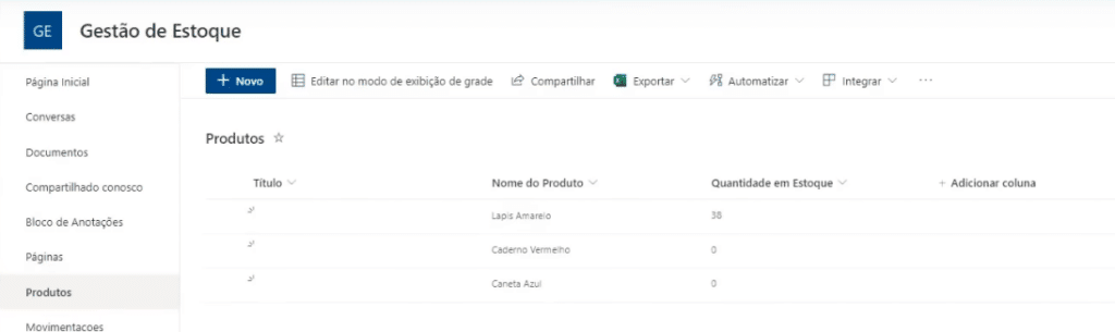 App de Controle de Estoque Power Apps – Começando do Zero! 57 Banco de dados do SharePoint