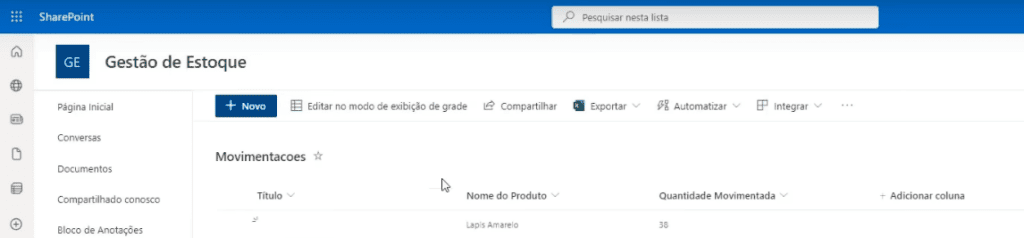 App de Controle de Estoque Power Apps – Começando do Zero! 58 Banco de dados atualizado
