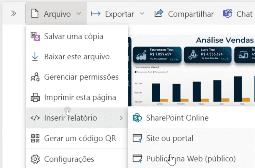 HTML e CSS no Power BI - Menu no Power BI 22 Publicando o dashboard na web