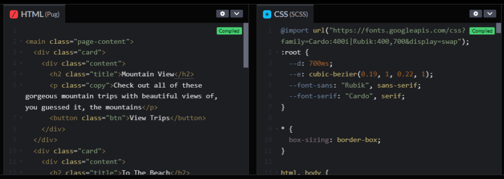 HTML e CSS compilados
