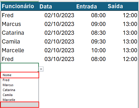 Erros na lista