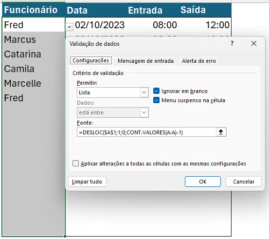 Definindo a fórmula como fonte
