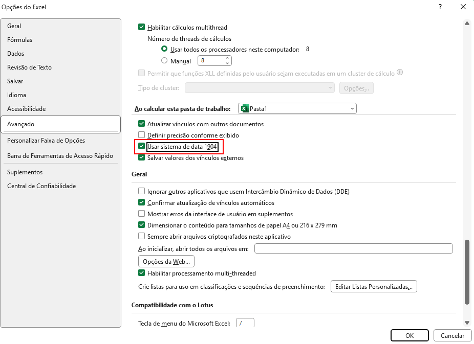 Planilha de Horas Trabalhadas Excel – Planilha Automática 7 Usando Data 1904