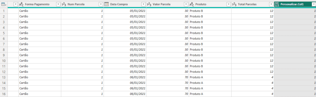 Tabela expandida