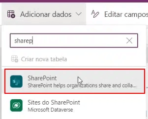Adicionar dados do SharePoint