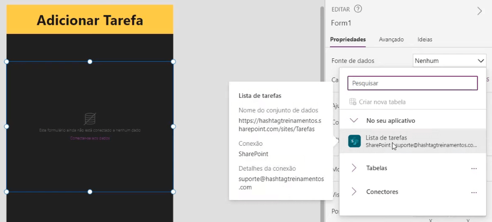 selecionar na Fonte de dados