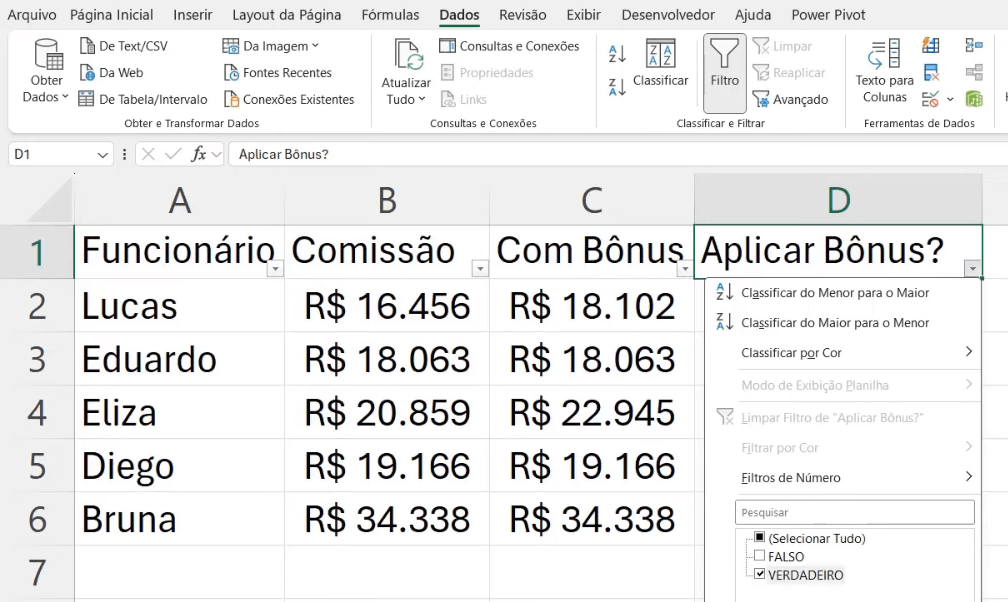 Checkbox com Filtro no Excel