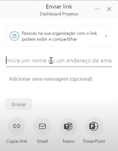 Compartilhando com pessoas da empresa