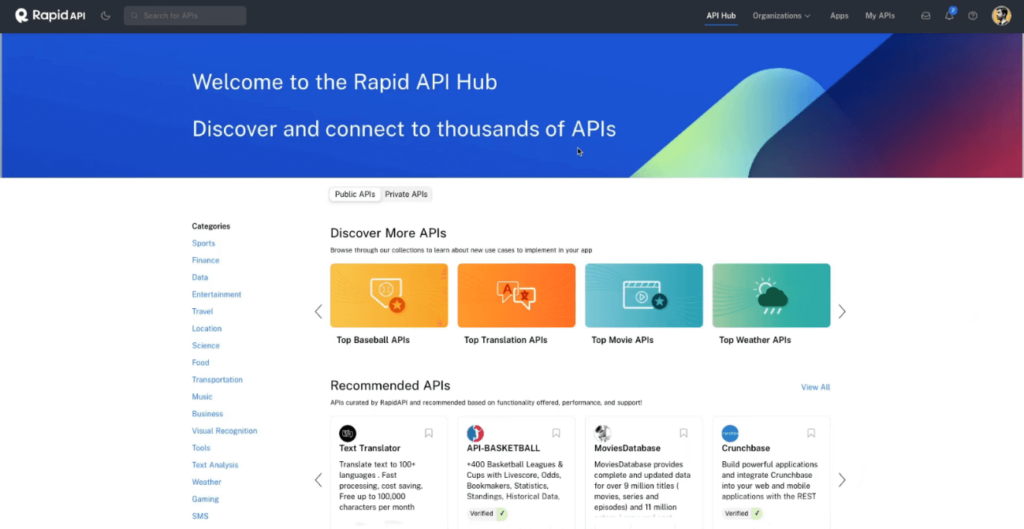 Site do Rapid API