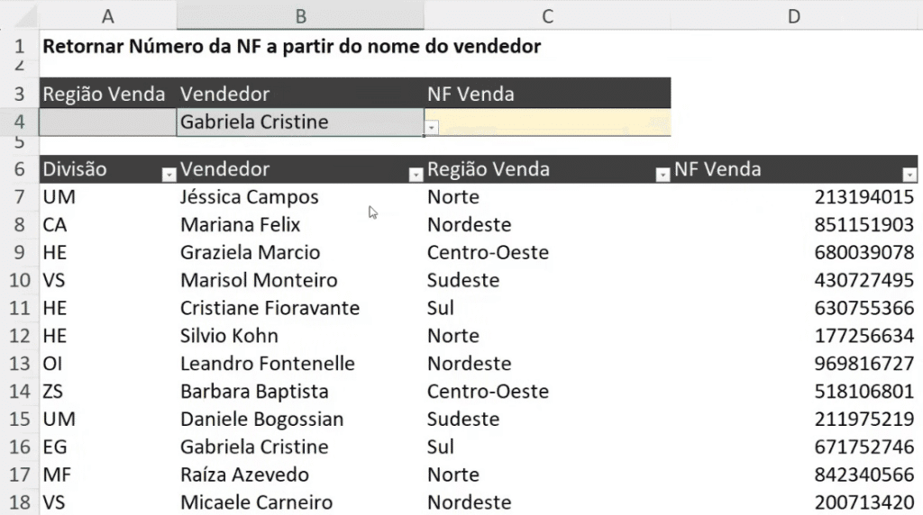 PROCX Com Mais de uma Condição no Excel – Truque Avançado 1 Base de dados