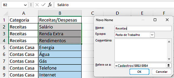 Planilha de Finanças Pessoais no Excel – Passo a Passo 8 Gerenciador de Nomes 2