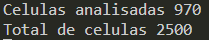 Células analisadas e células totais