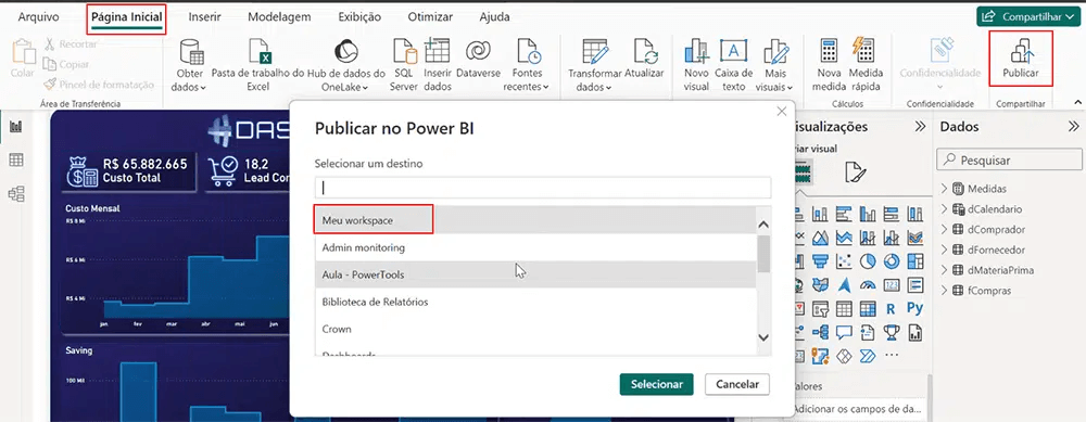 3 Formas de Apresentar Dashboards no Power BI 1 Meu Workspace