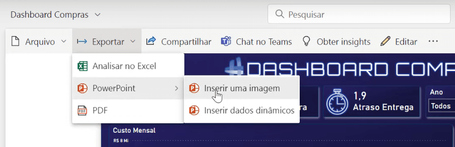3 Formas de Apresentar Dashboards no Power BI 4 Exportando como imagem 1