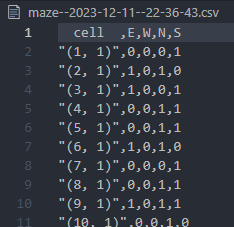 CSV do labirinto