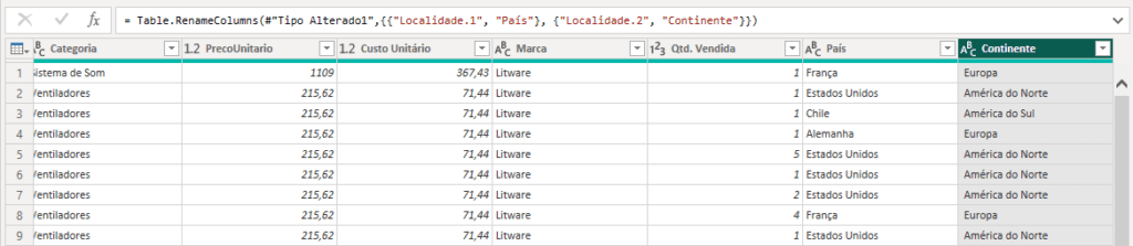 Qual a Diferença Entre Power Query e Power BI? 9 Renomeando Colunas