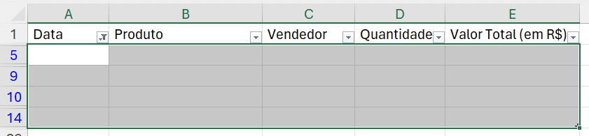 Visualizando linhas vazias