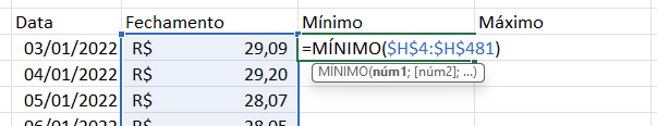 MÍNIMO no Excel