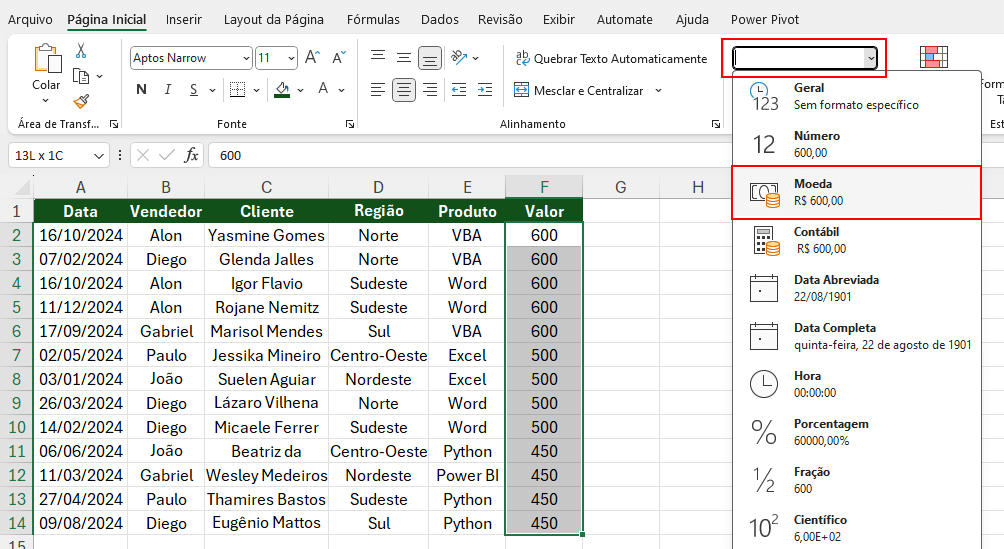 Formatação de Valores em Moedas