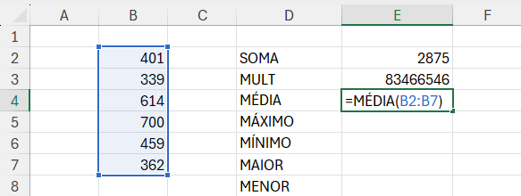 Média no Excel