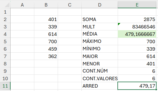 Arredondamento no Excel