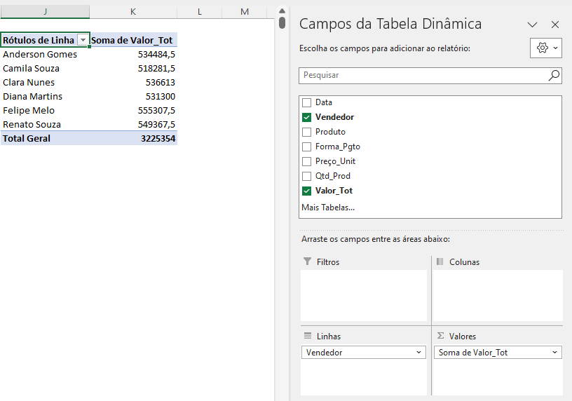 Tabela Dinâmica no Excel